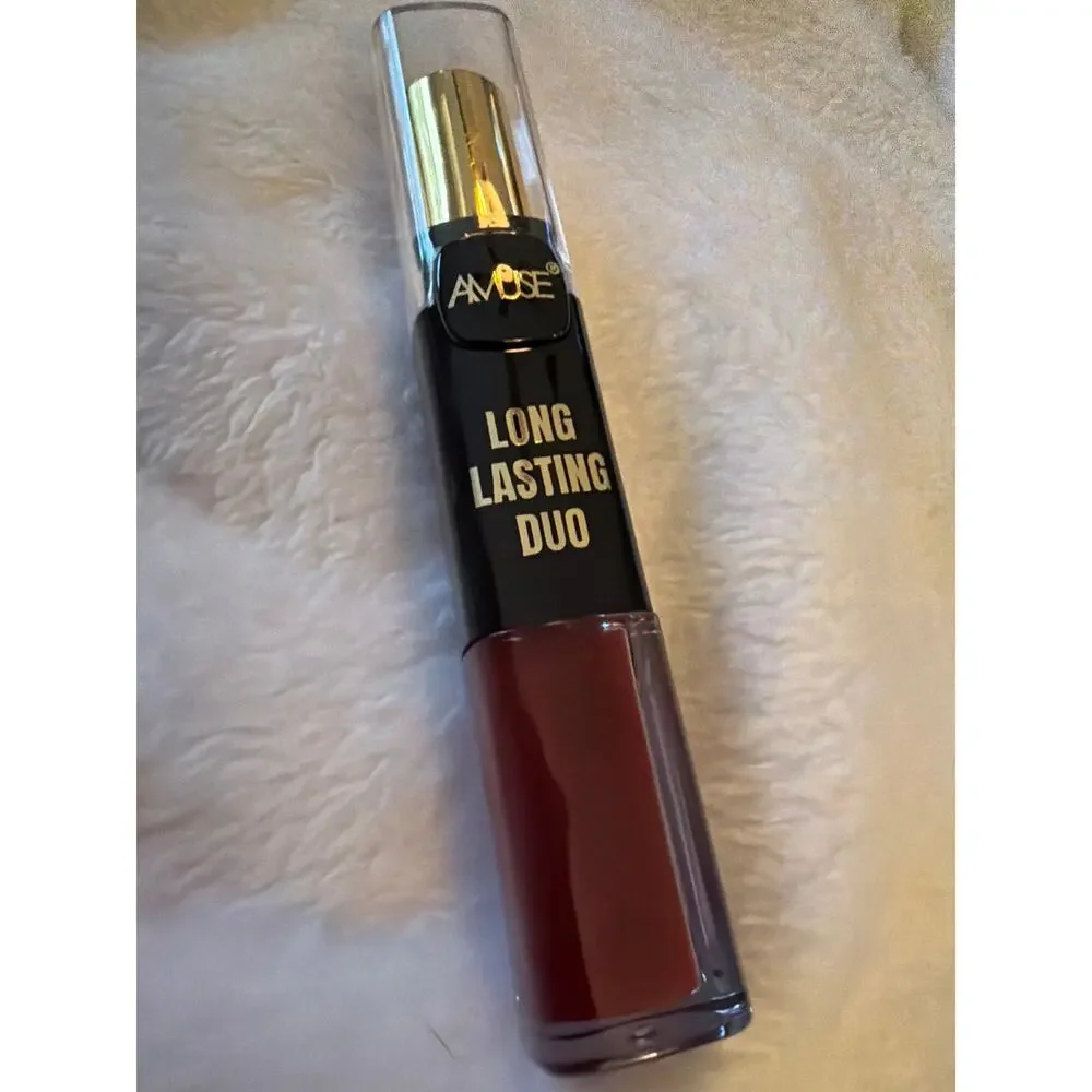 AMUSE Long Lasting Duo Liquid Lip Color LIP6286A-8 Burgundy Red 0.28 oz NEW